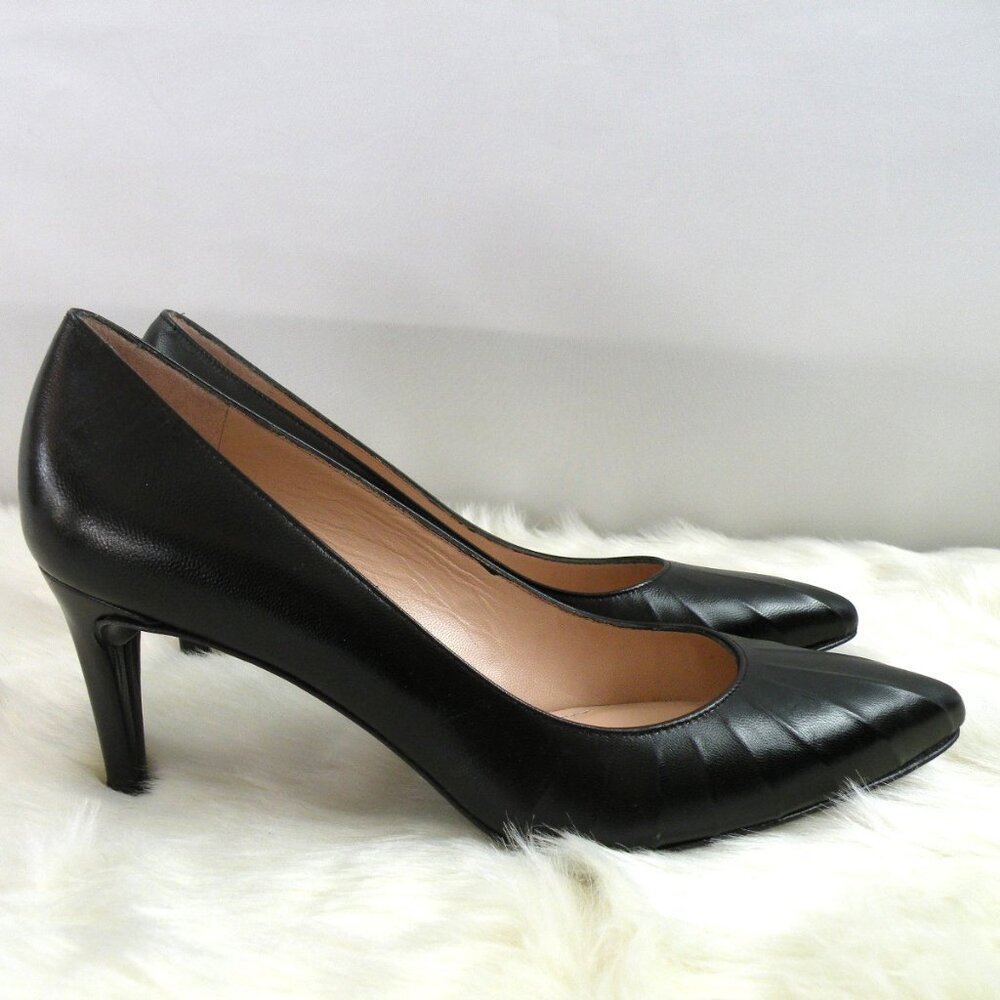 NEW Stuart Weitzman ruched black leather pumps 7.5
